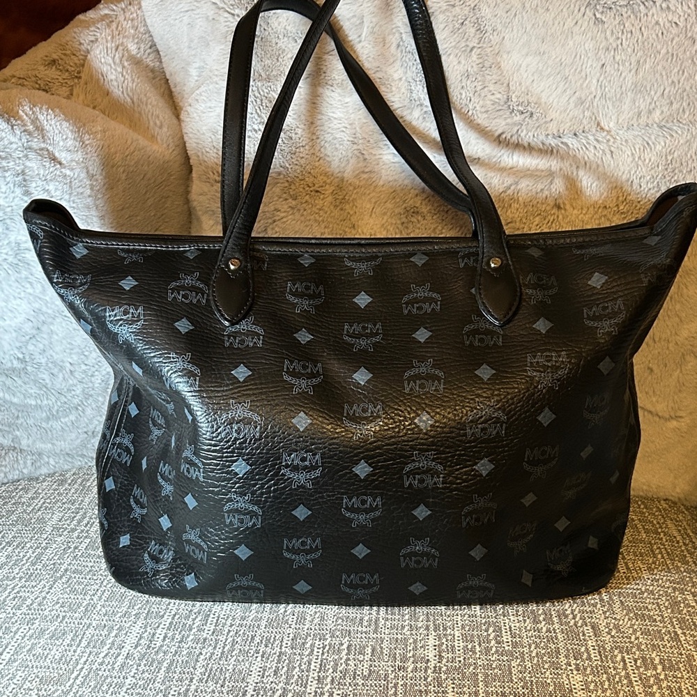 369. MCM Visetos Dog Bone Shopper Tote - Picture 3 of 12